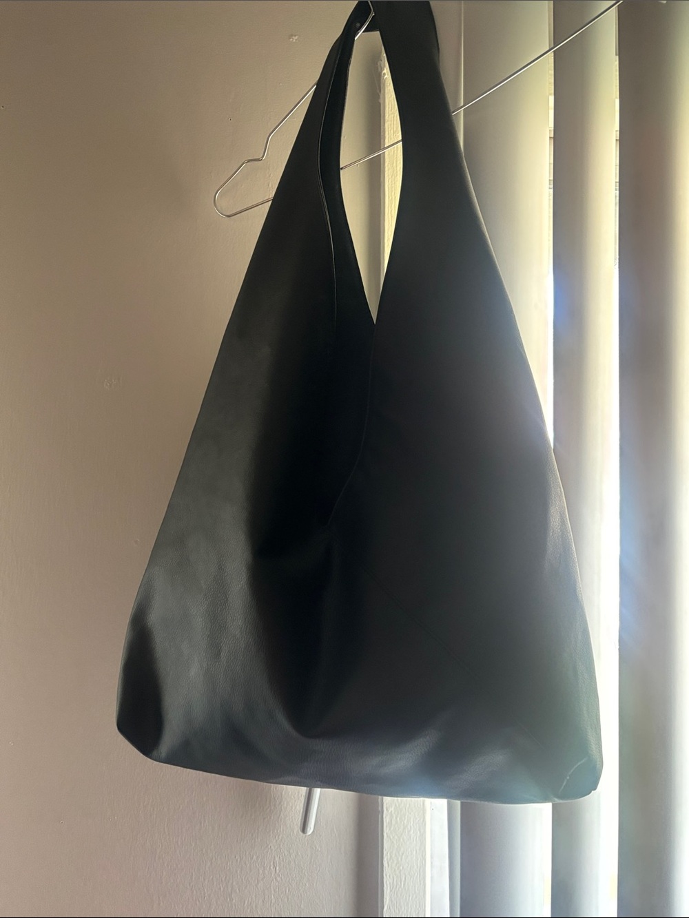 Black Leather Shoulder Tote Bag